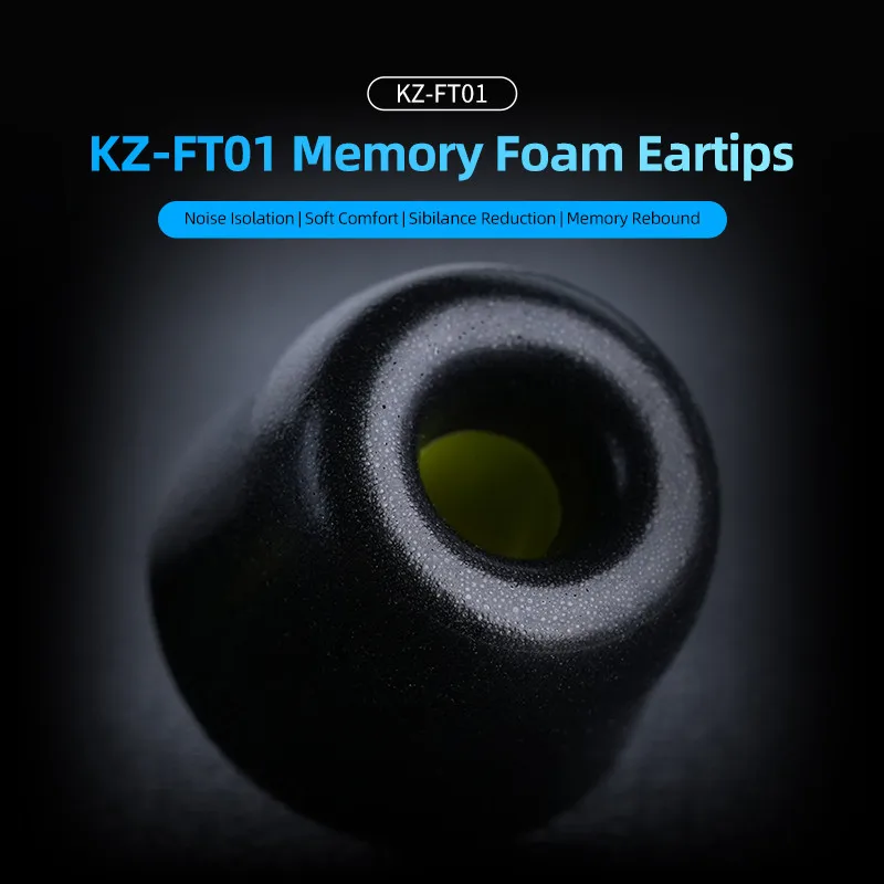 KZ FT01 High-End Memory Cotton Ear-Tips Ear Plugs Earphones In Ear Monitor Wired Headphones Noise Isolating Ear Pads Headset