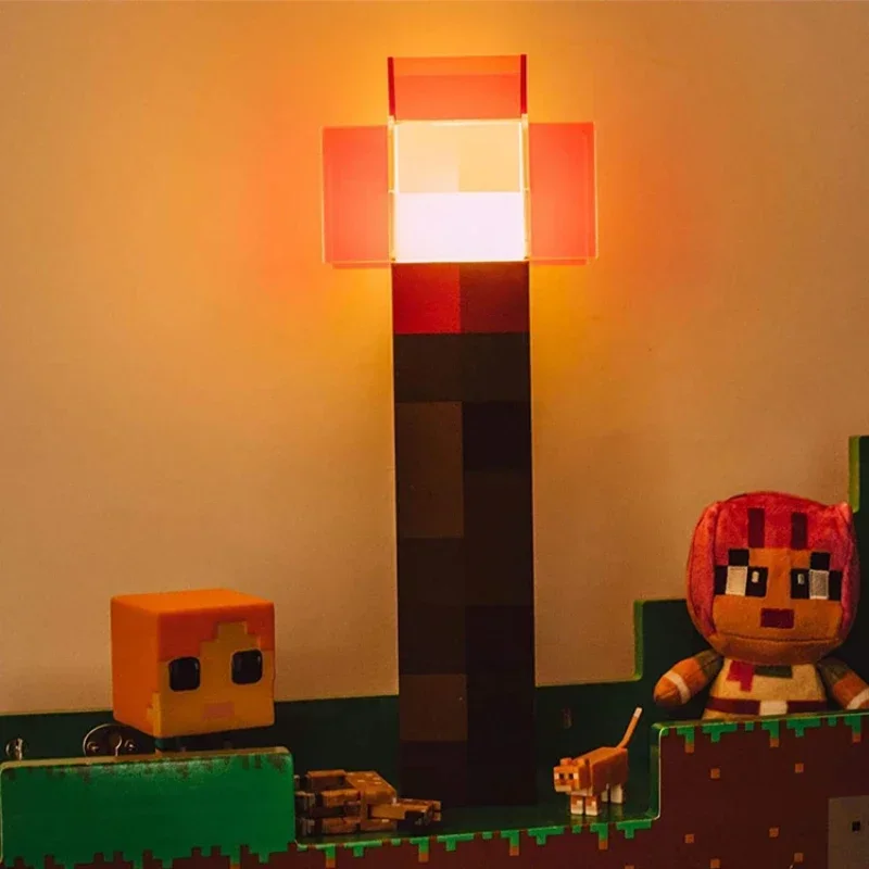 Linterna de piedra marrón MC, juguete creativo, luz nocturna recargable, decoración de cabecera de dormitorio, regalo de luz de juego para niños