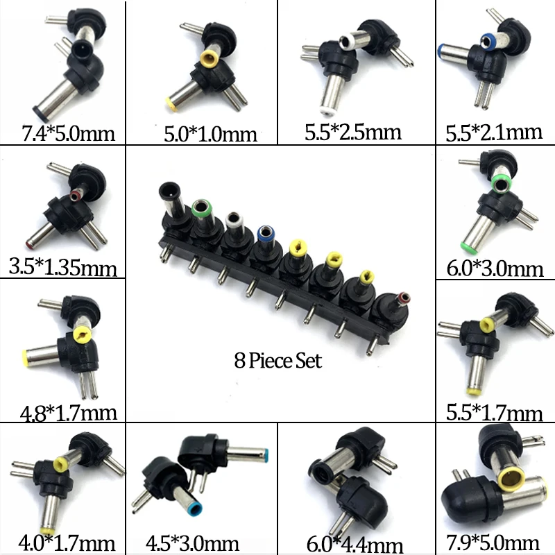 DC Power Male Plug Connector 2Pin Charger Adapter 5.5x2.5/2.1/1.7/4.8x1.7/4.0x1.7/3.5x1.35mm For Laptop Notebook Compute
