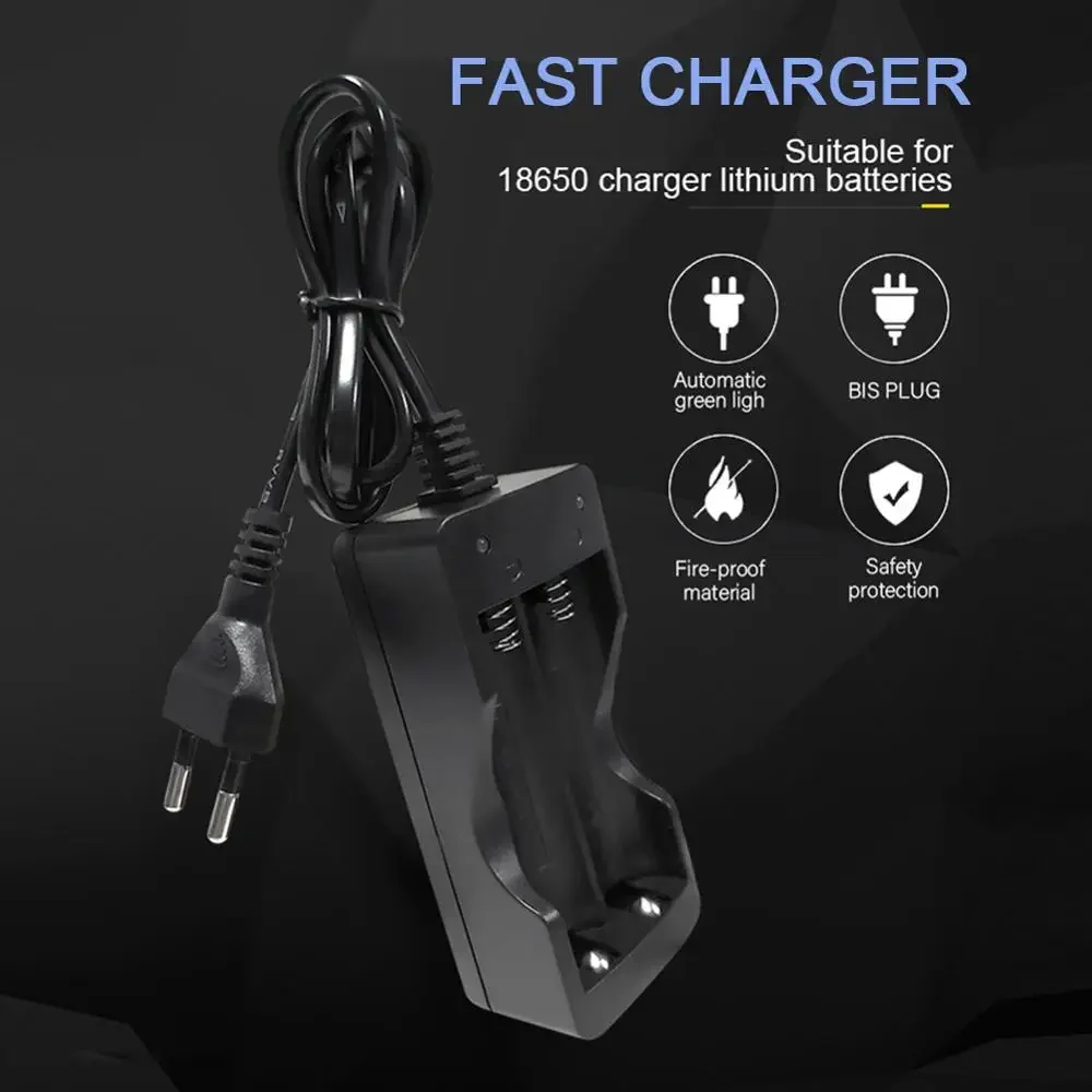 18650 Battery Charger US/EU Plug 2 Slots Smart Charging Safety Fast Charge 18650 Li-ion Rechargeable Battery Charger