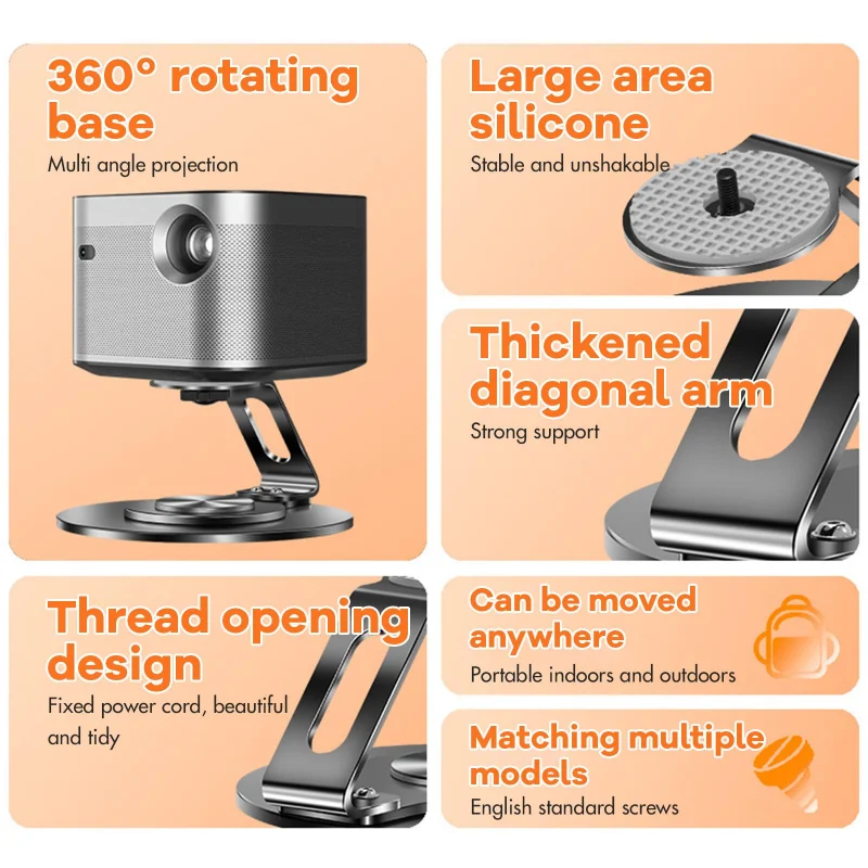 Table Projector Stand Projector Mount Brackets 1/4 Screw Interface Adjustable Projector Shelf Projector Holder for Home Office