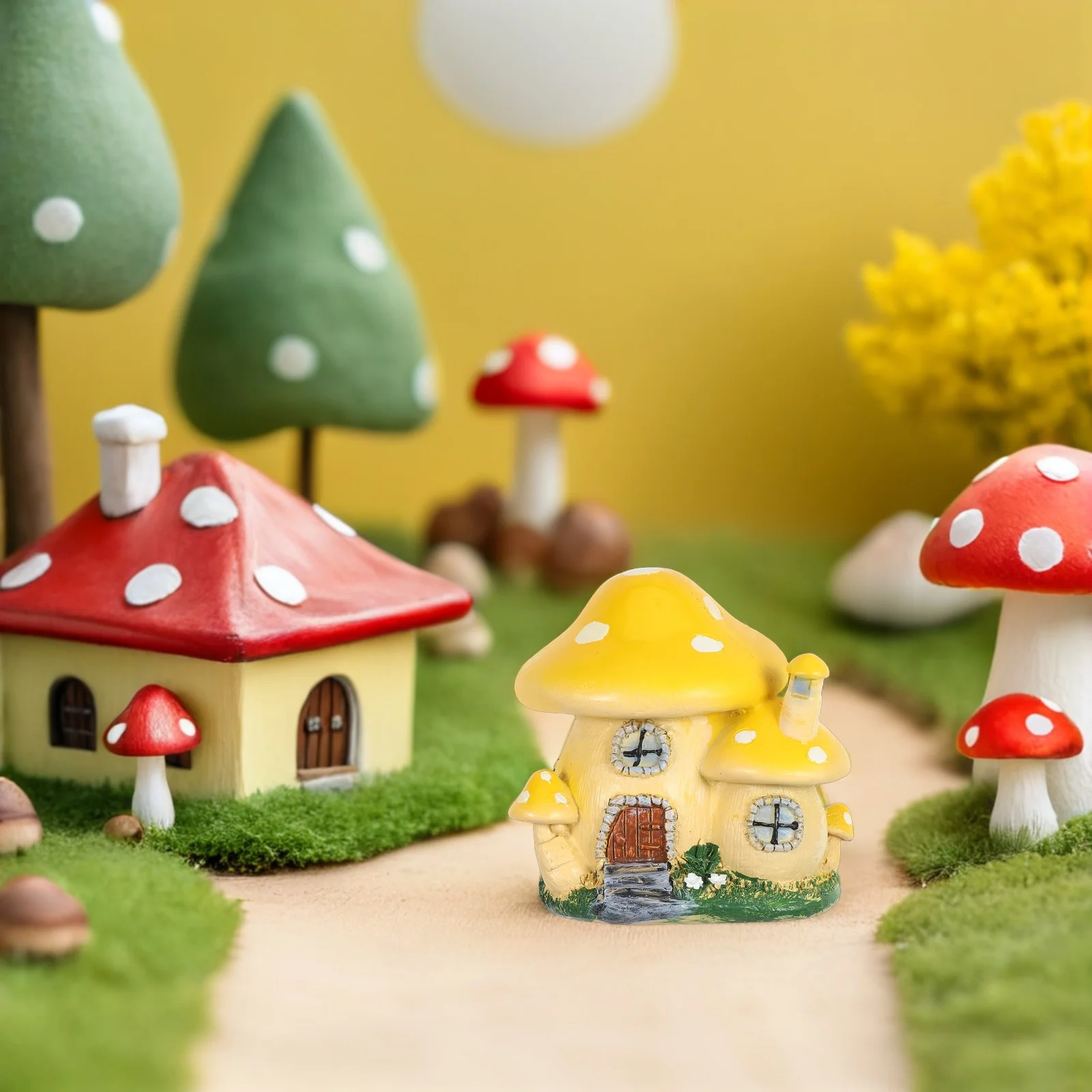 

Micro Landscape Mushroom House Decoration Fairy Garden Statue Resin Miniature Sculpture Household Ornament Tiny Resin