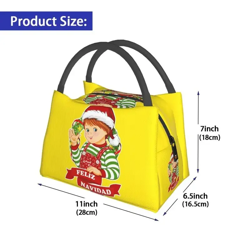 Good Guys Child\'s Play Chucky Borse per il pranzo isolate termicamente Feliz Navidad Borsa portatile multifunzione per alimenti