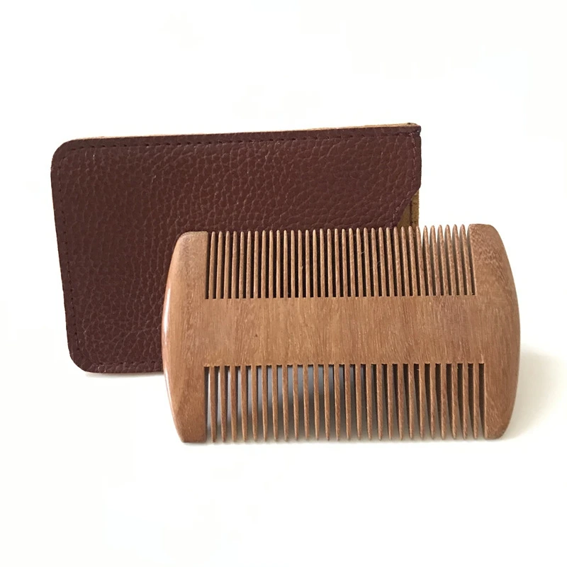 

Wooden Beard Comb Natural Sandalwood Beard Comb with Fine & Coarse Teeth - Anti-Static Pocket Comb for Everyday Carry