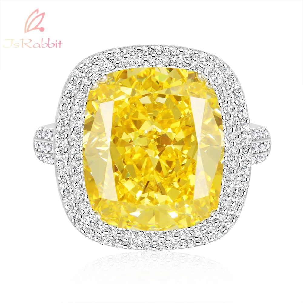 

IsRabbit 9K 14K 18K Gold Crushed Ice 8CT VVS Lab Grown Fancy Yellow Sapphire Faceted Gemstone Ring Luxury Jewelry Drop Shipping