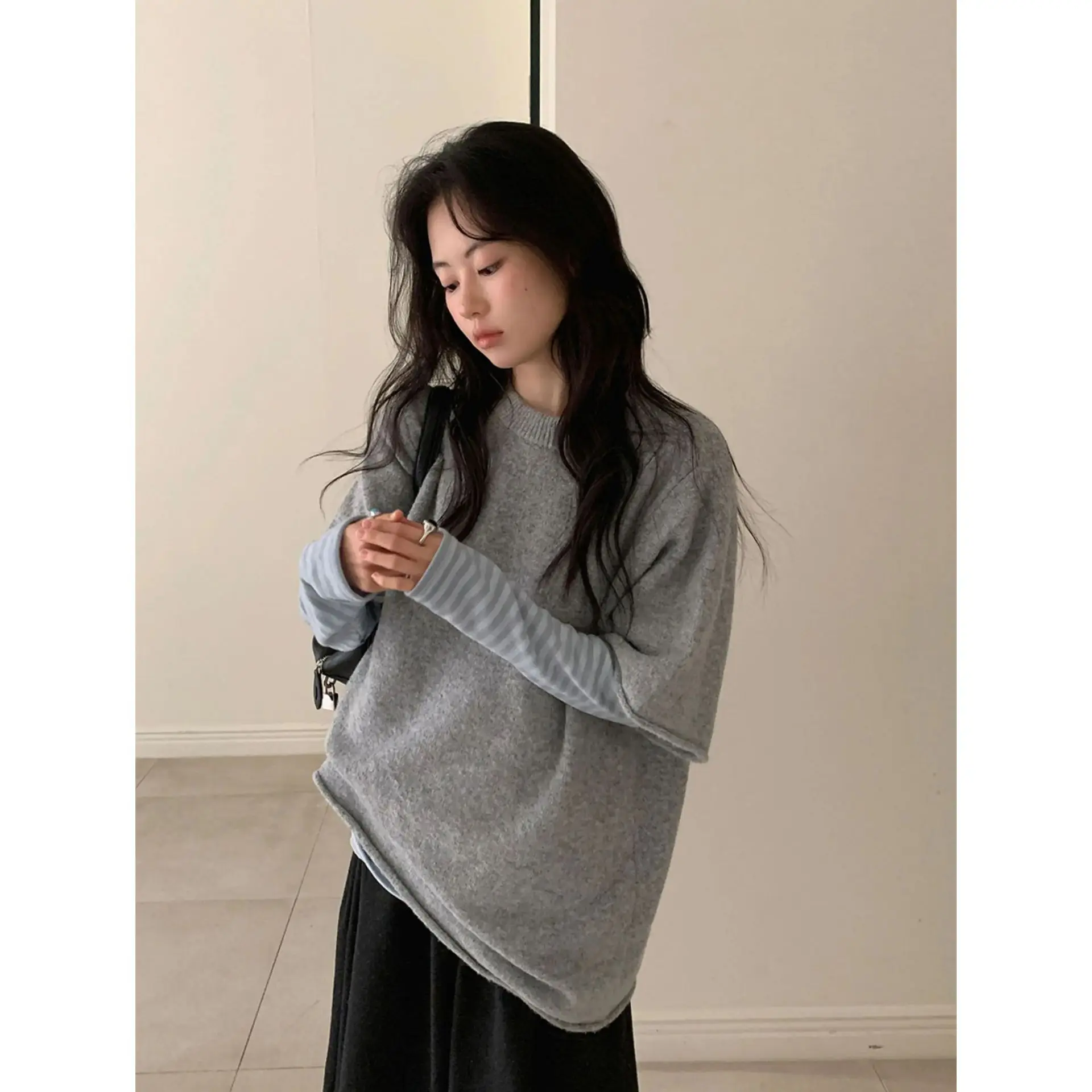 

Простой круглый вязаный джемпер с коротким рукавом, дизайн Roll Design, из нейлонового материала, женская модная зимняя новинка из Dongda Gate