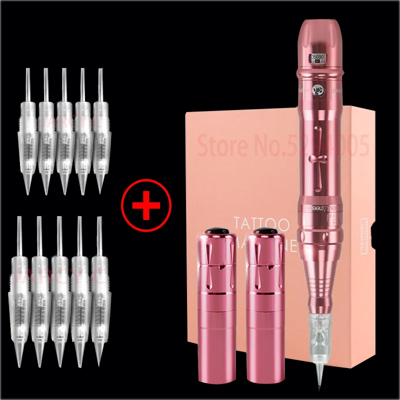 Sem fio Caneta Maquiagem Permanente Máquina de Tatuagem Sobrancelha Máquina PMU para Ombre Pó Microshading Eyeliner Sobrancelhas Lip com 2 Bateria