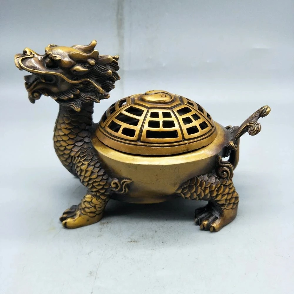 

Exquisite antique bronze ware (Dragon turtle eight trigrams incense burner) home decoration