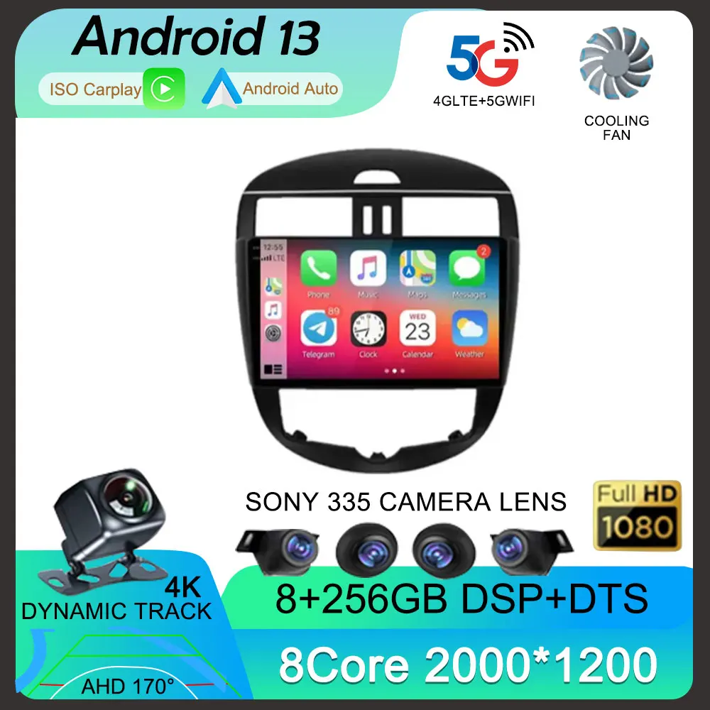 

For Nissan Tiida Pulsar 2011- 2014 Android 14 Car Auto Radio Stereo Head Unit WiFi HDR QLED Screen No 2din DVD Head Unit Player