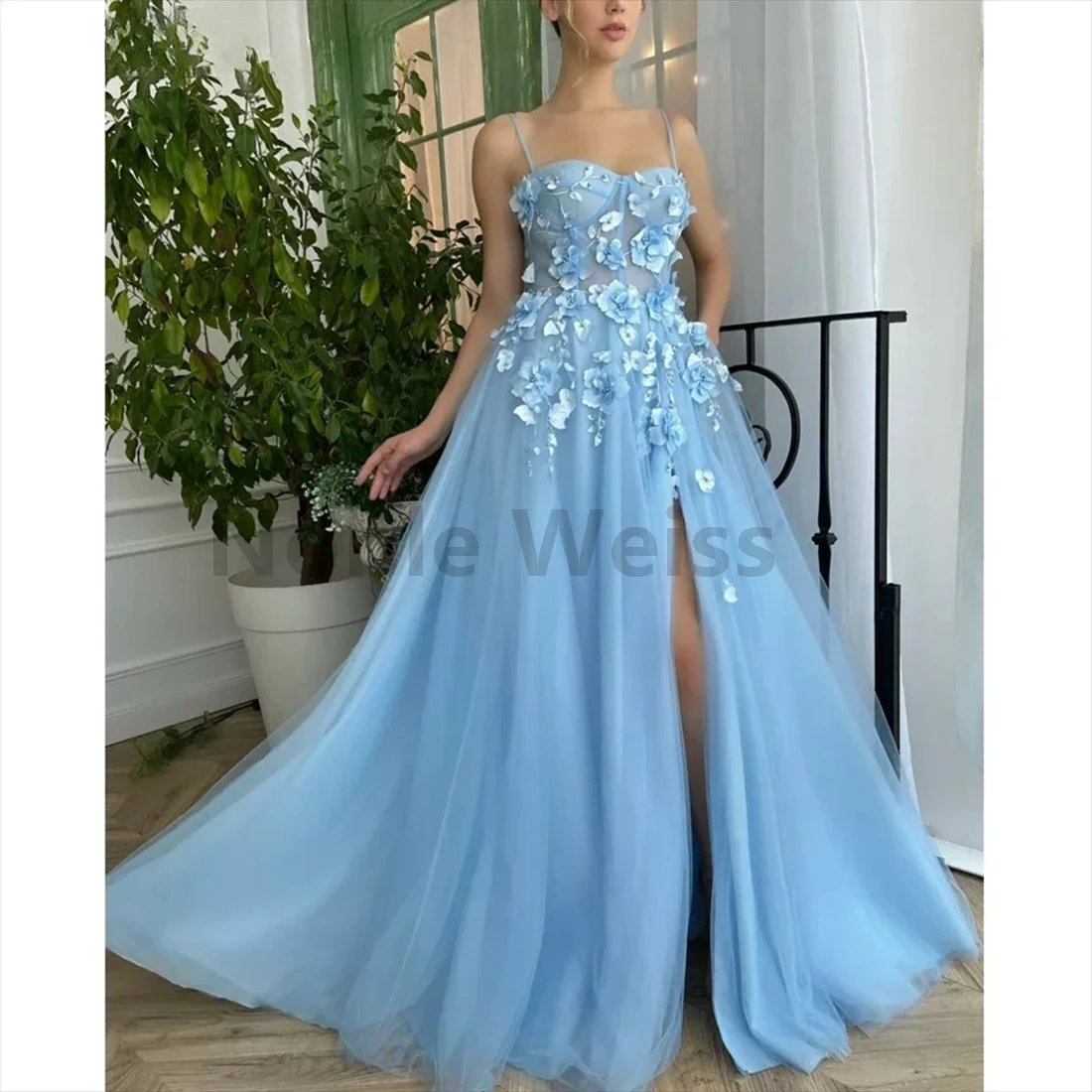 Elegant A-Line Prom Evening Dresses Tulle Appliques Women Party Wedding Ball Gowns Customized