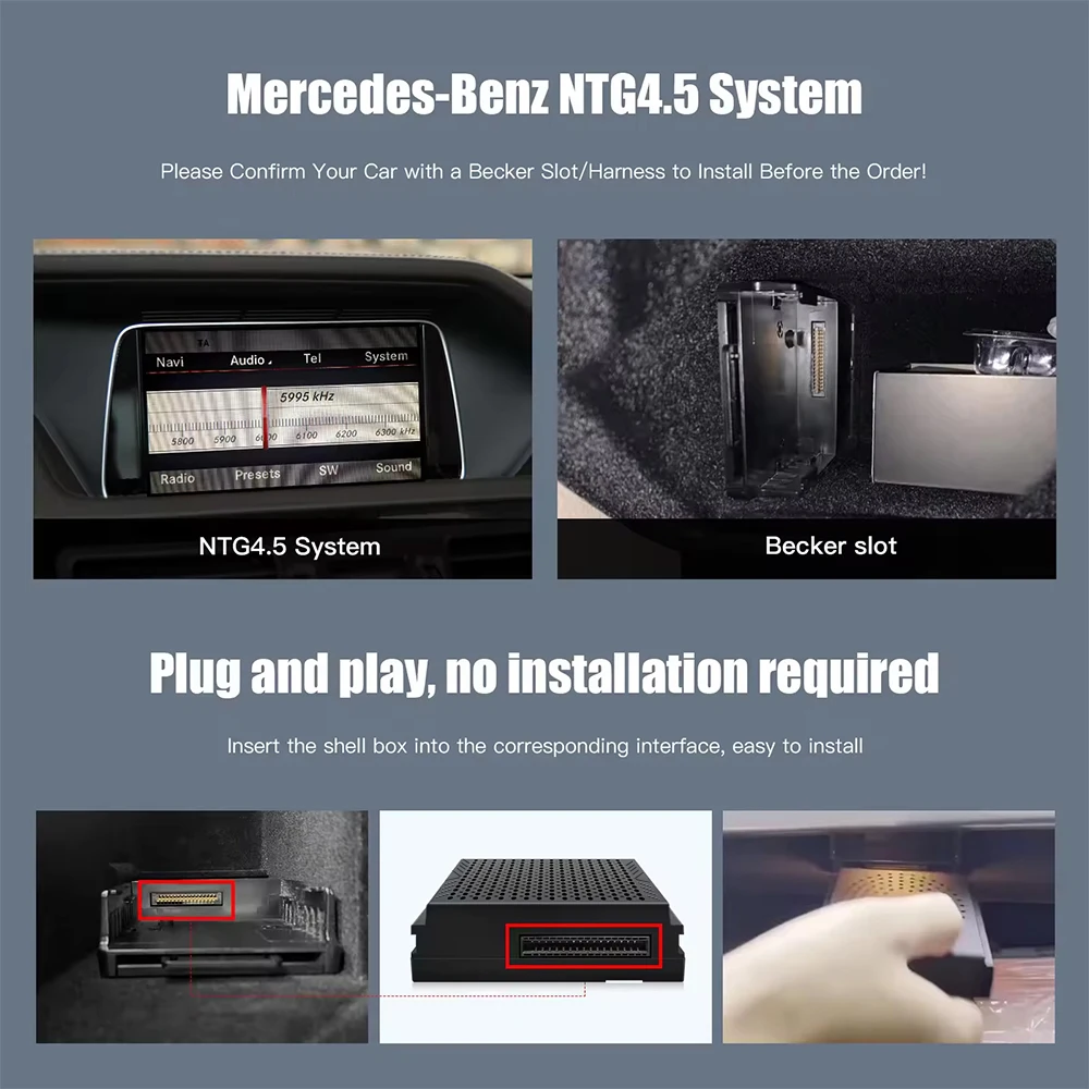 Carplay ไร้สาย ปี 2025 เหมาะสำหรับ Mercedes Benz A B C E CLA GLA GLK ML Sprinter NTG4.5 Becker Module Android Auto Navigation