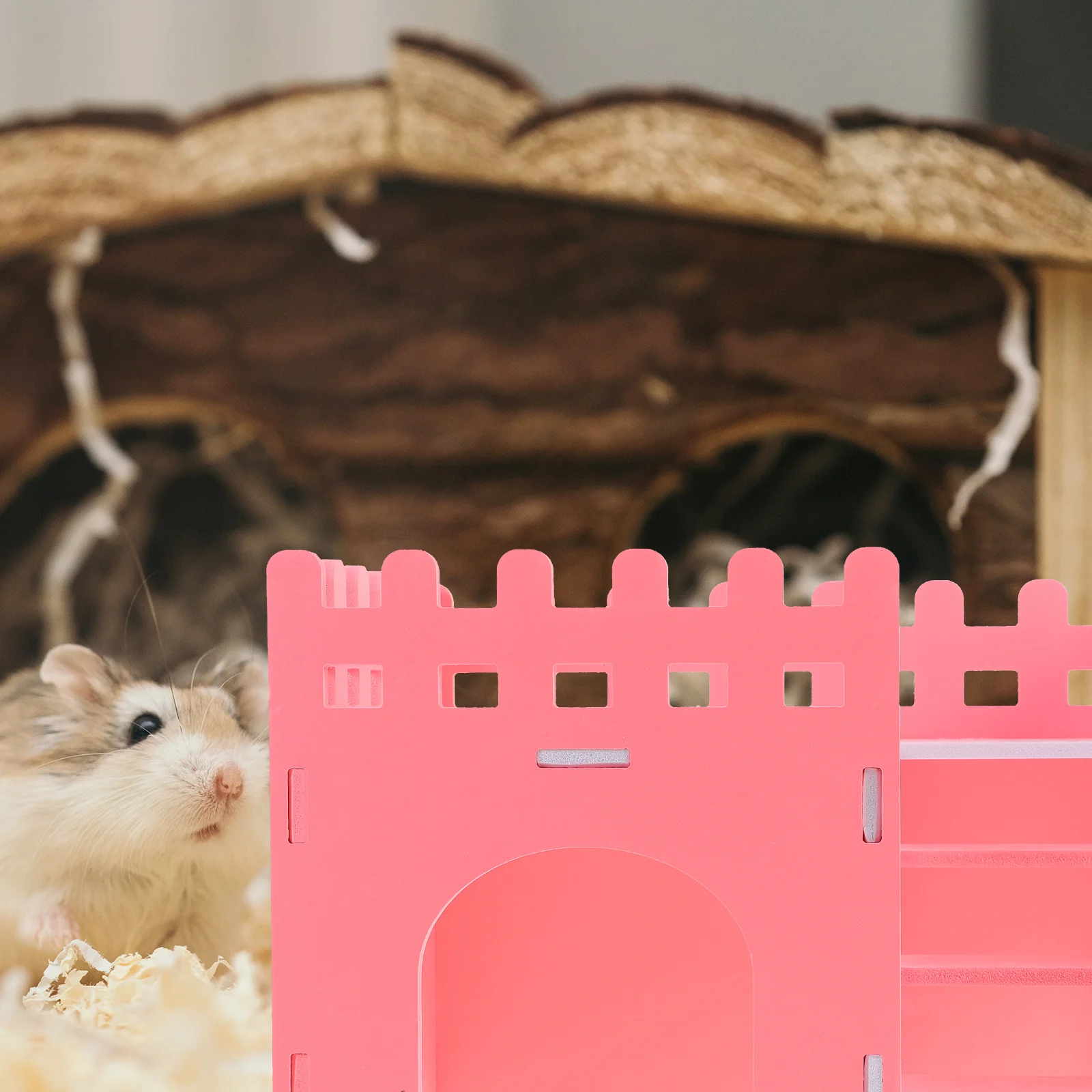 

Hamster Villa Large Two-Story Pvc Cute Bear Design Easy Clean Habitat For Small Animals Cage Accessories