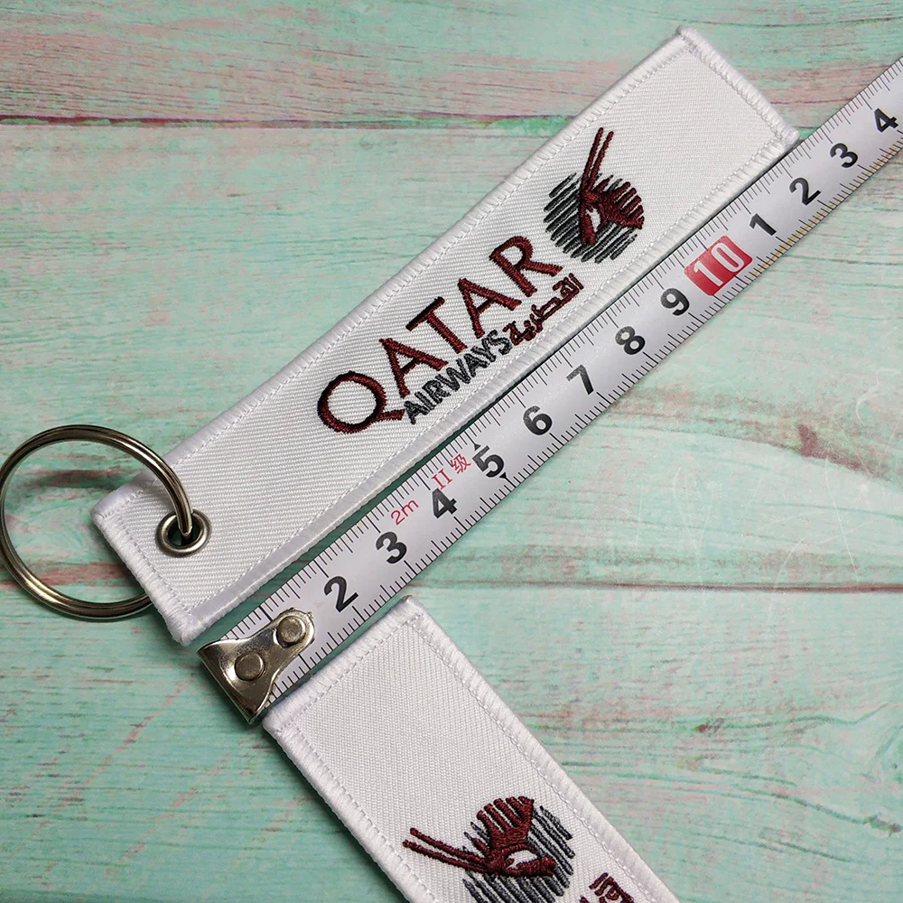 MiFaViPa 5 PCs White QATAR Emirates Airlines Keychain Embroidery Fashion Aviation Key Chain for Men Gift Flight Crew Luggage Tag