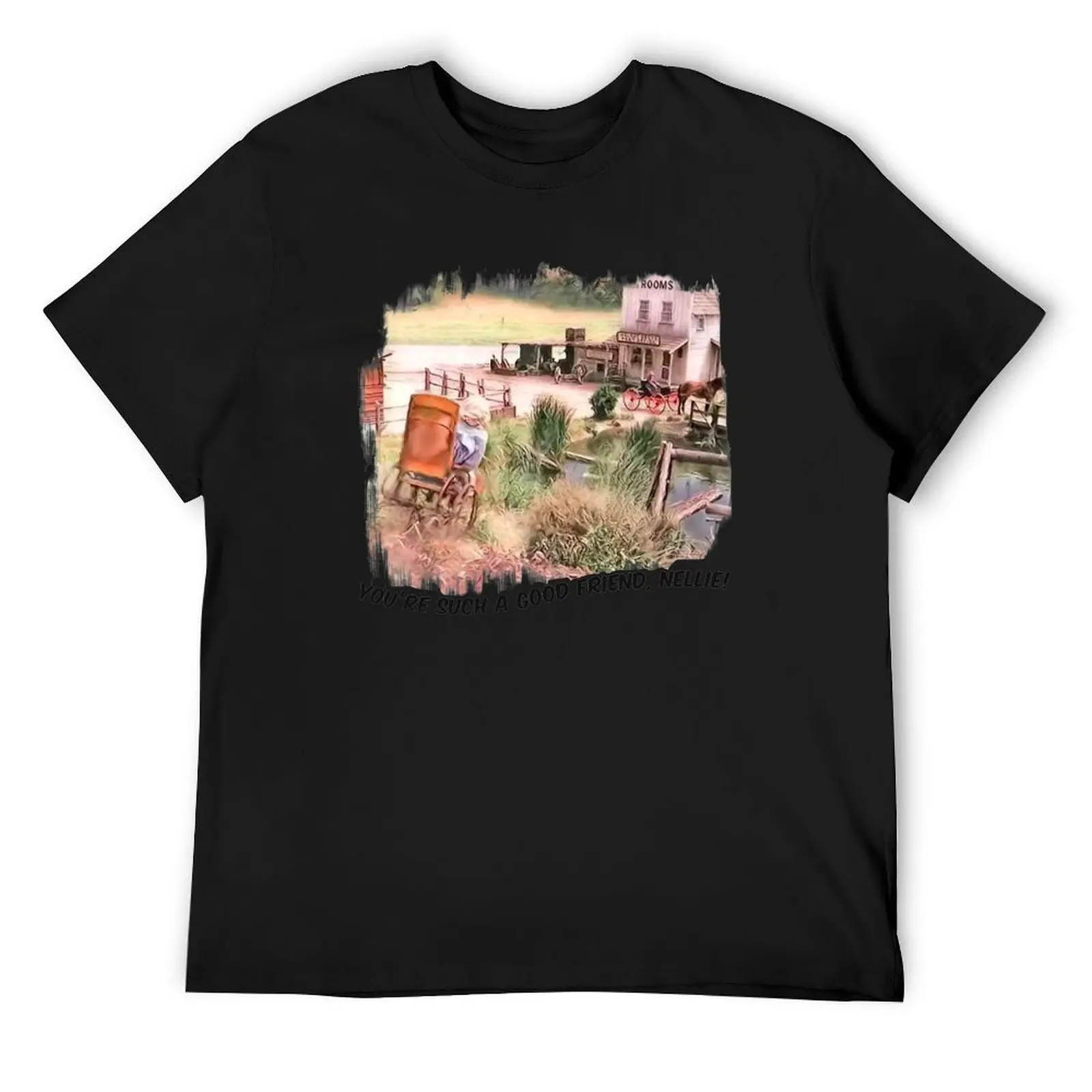 Little House on the Prairie Nellie Wheelchair scene. Black Lettering T-Shirt baggy shirts Funny t-shirts for a boy men tshirt