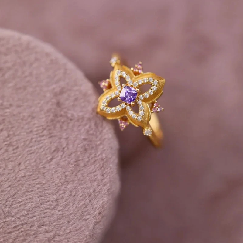 French New Zircon Retro Palace High Temperament Luxury Ring Can Be Adjusted Jewelry For Women