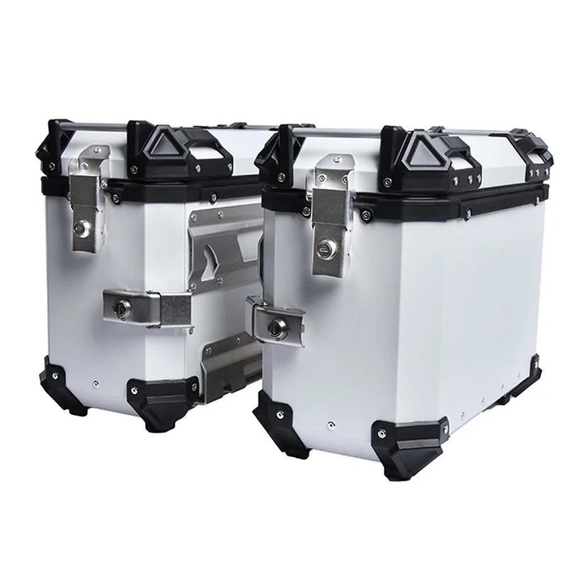

Applicable38LMotorcycle Large Corner Aluminum Alloy Side Box Quick Release Universal Anti-Collision White Travel Storage Box Cus
