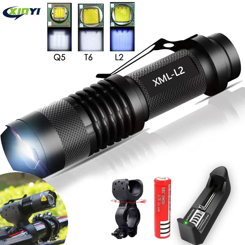 Super Bright Mini Led flashlight  torch Q5/T6/L2 linterna led lanterna Zoomable fishing Camping Bicycle Light 14500/18650