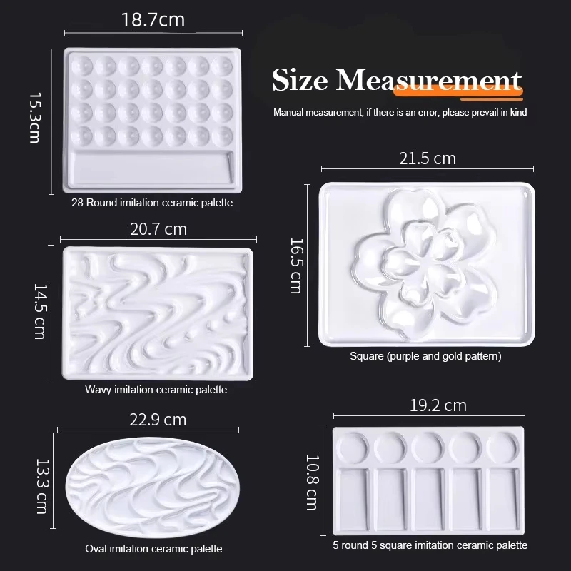 1/5/28 Grid Paint Tray White Imitation Ceramic Easy to Clean Pigment Palette for Artists Acrylic Watercolor Oil Chinese Painting