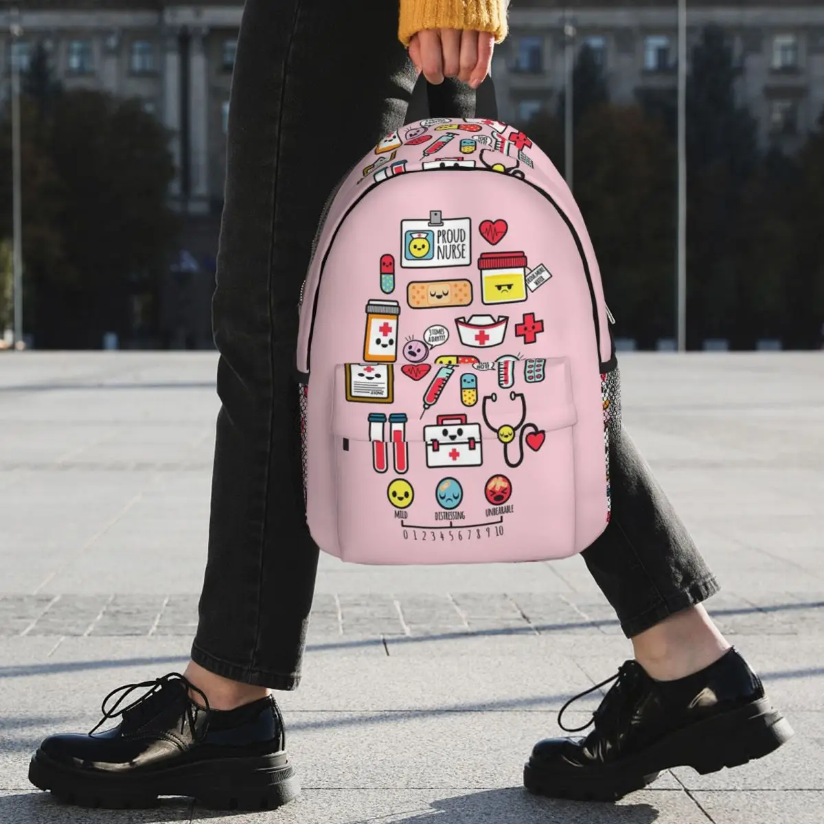 Proud To Be A Nurse Pink Backpack Student BookBag Boys Girls School Bag Laptop Shoulder Bags