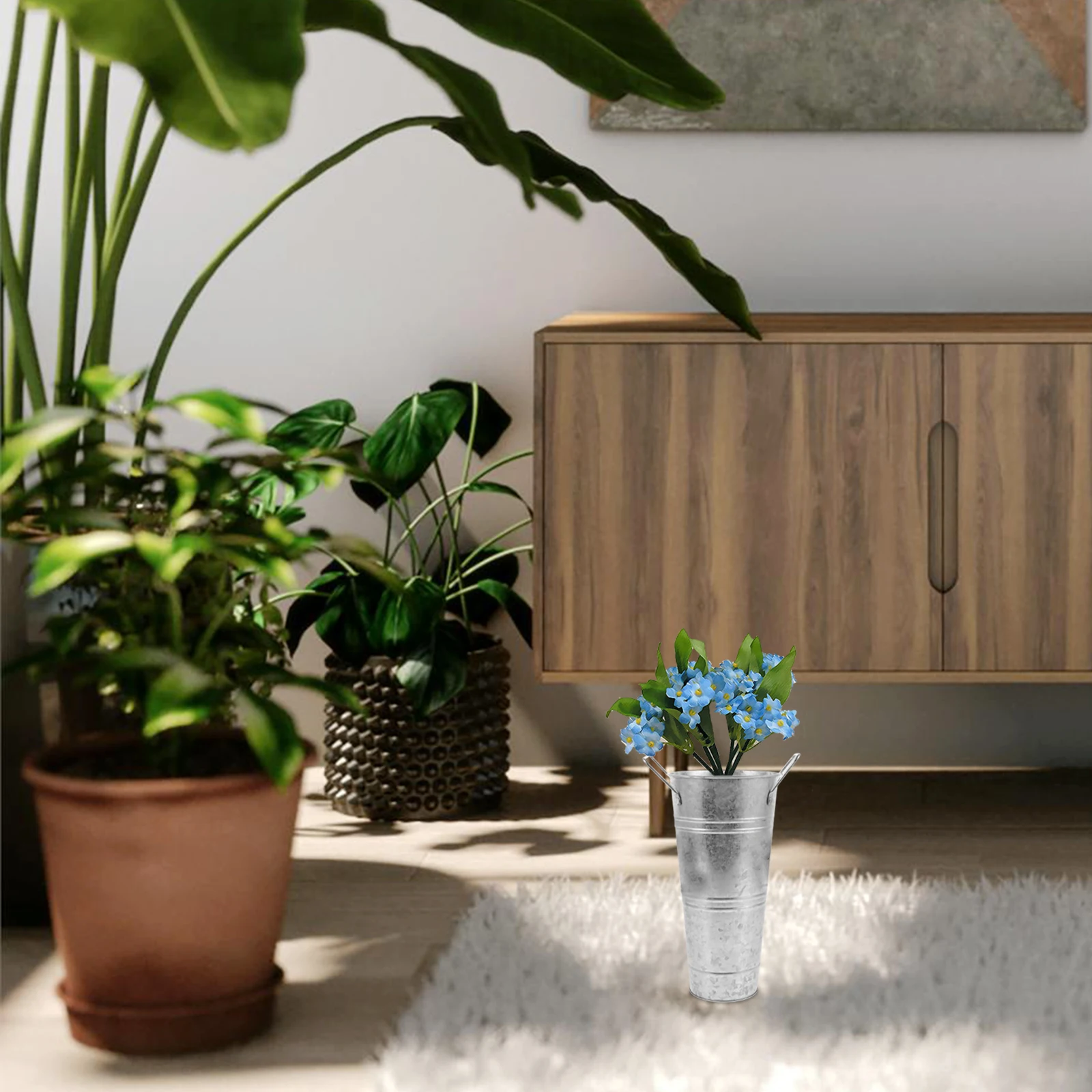 

Retro Iron Art Vase Vintage Style Sturdyfor Dried Silk Flowers Home Decoration Flower Arranging Ware Iron Sheet Flower Bucket