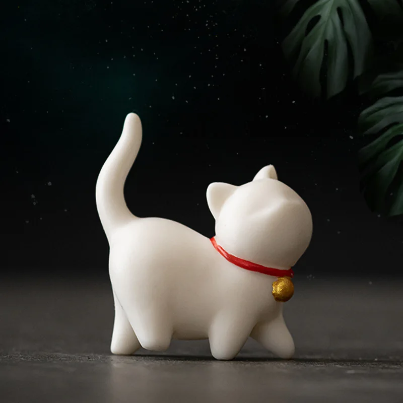 Modern Ceramic Crafts Creative Mini Cute Small Cute Cat Home Decorations Desktop Small Ornaments Blanc De Chine