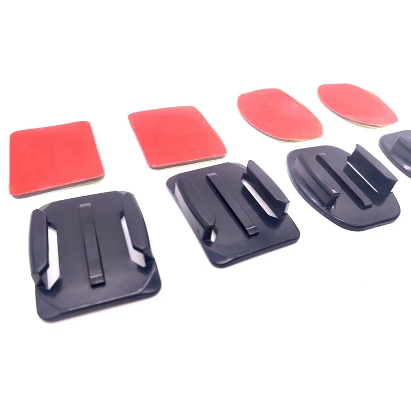 4Pcs Set For Gopro Hero 8/7/6/5 Helmet Accessories Small Ant Flat Curved Base Shangou Adhesive (With Stickers)
