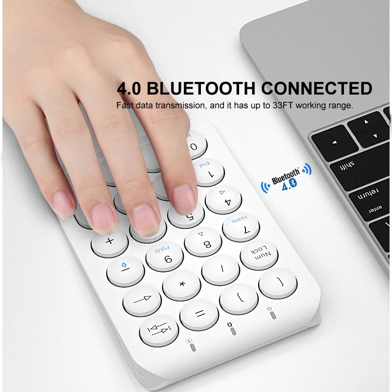 Bezprzewodowa klawiatura numeryczna Bluetooth Okrฤ
gลe klawisze Numpad 22-klawiszowa ลadowalna klawiatura numeryczna do laptopa PC