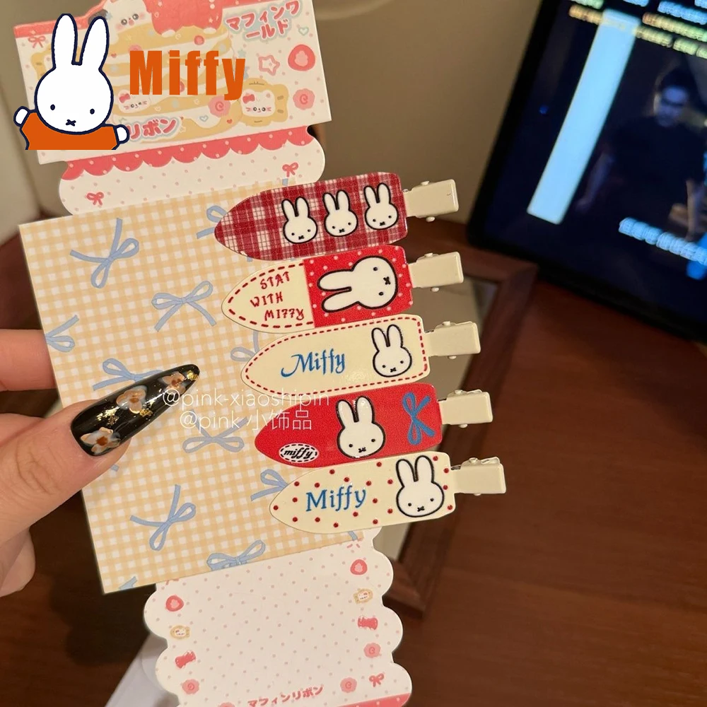 Kawaii Miffy Hair Clip Cute Rabbit Color Printing Pattern Pin Spatula Flat Duckbill Headwear Makeup Tool Seamless Girl Gift
