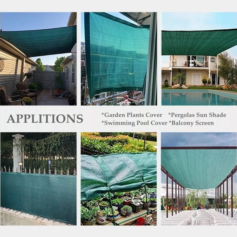 50~90% Shading Anti UV Dark Green HDPE Sun Shade Net Balcony Pirvacy Screen Outdoor Plants Cover Sunshade