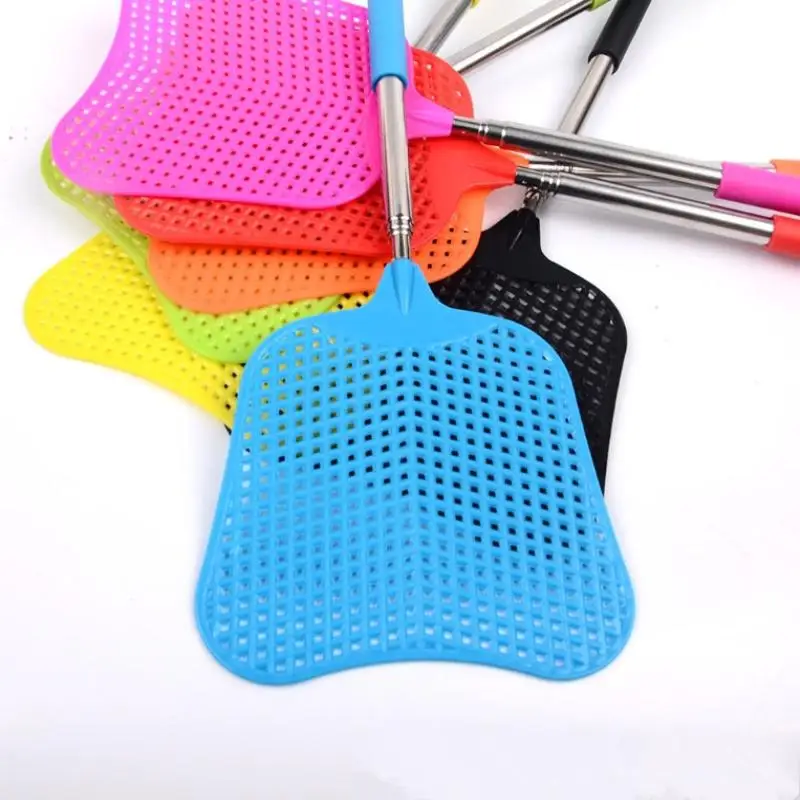 1PCS Telescopic Fly Swatters Durable Plastic Heavy Duty Flyswatter With Stainless Mosquito Repellent Tool Home Accessories Tools