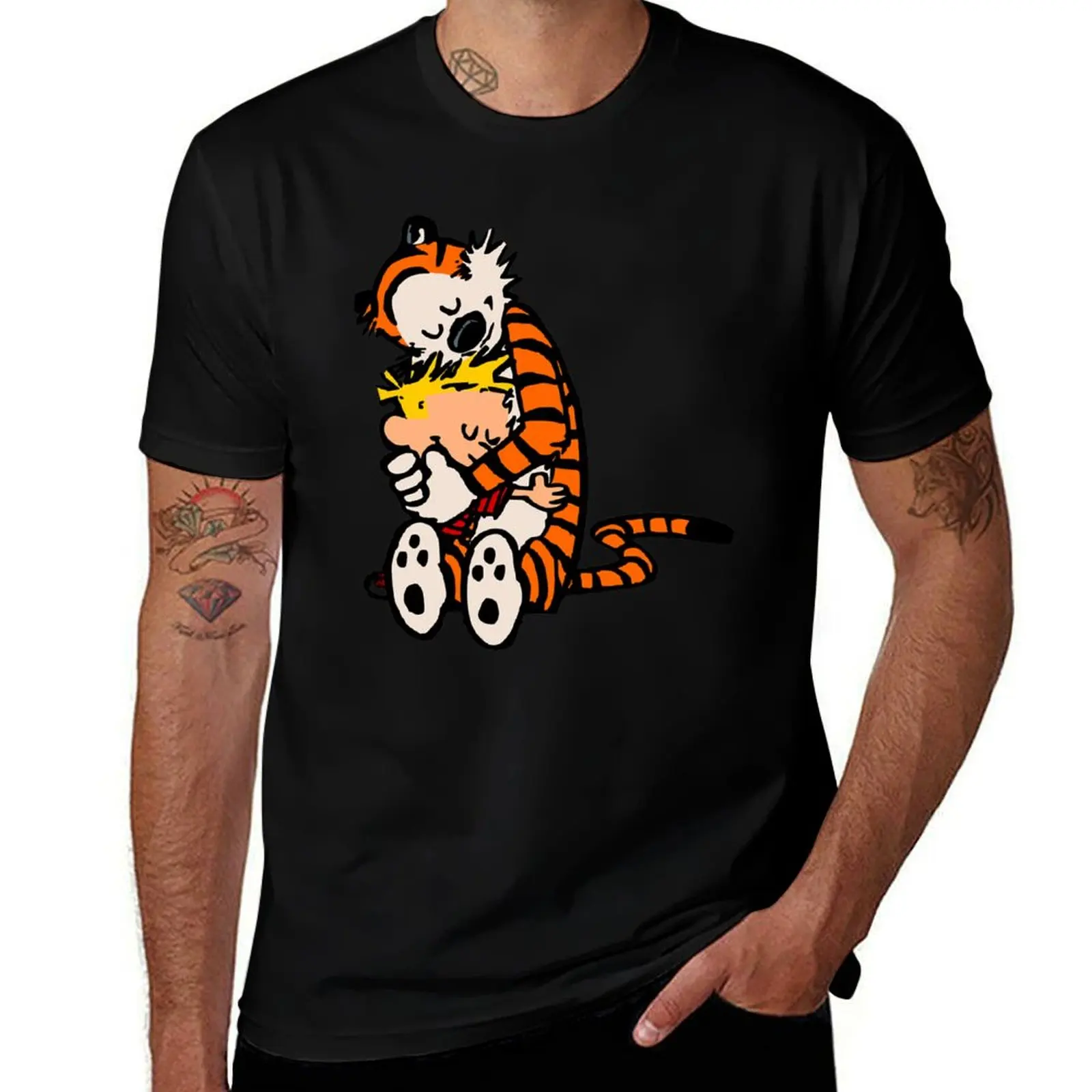 

calvin and hobbes had funy hug T-Shirt man t shirts graphic man t shirts for men t shirt personalised T-Shirt