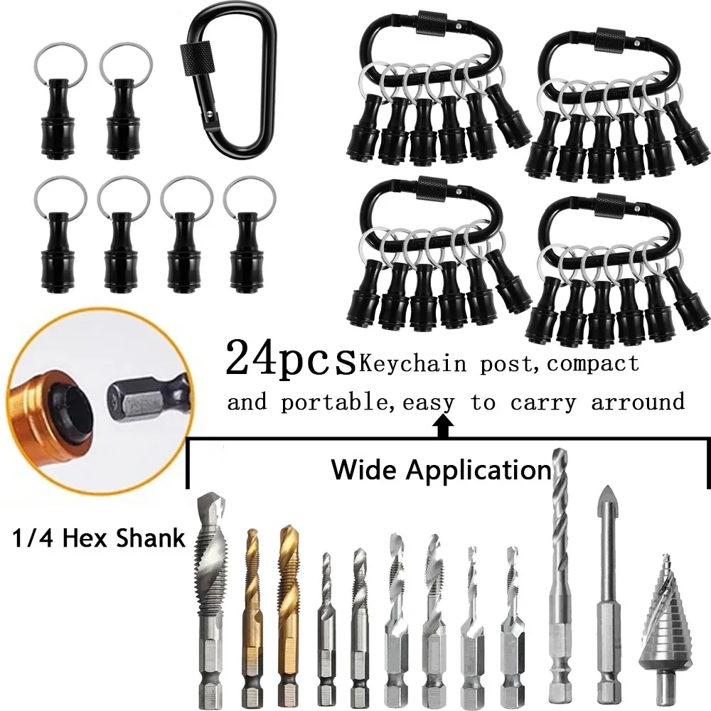 

24 PCS 1/4 Inch Bit Holder Keychain Hex Screwdriver Bits Holder Extension Bar Change Portable Screw Bit Holder for Most Electric