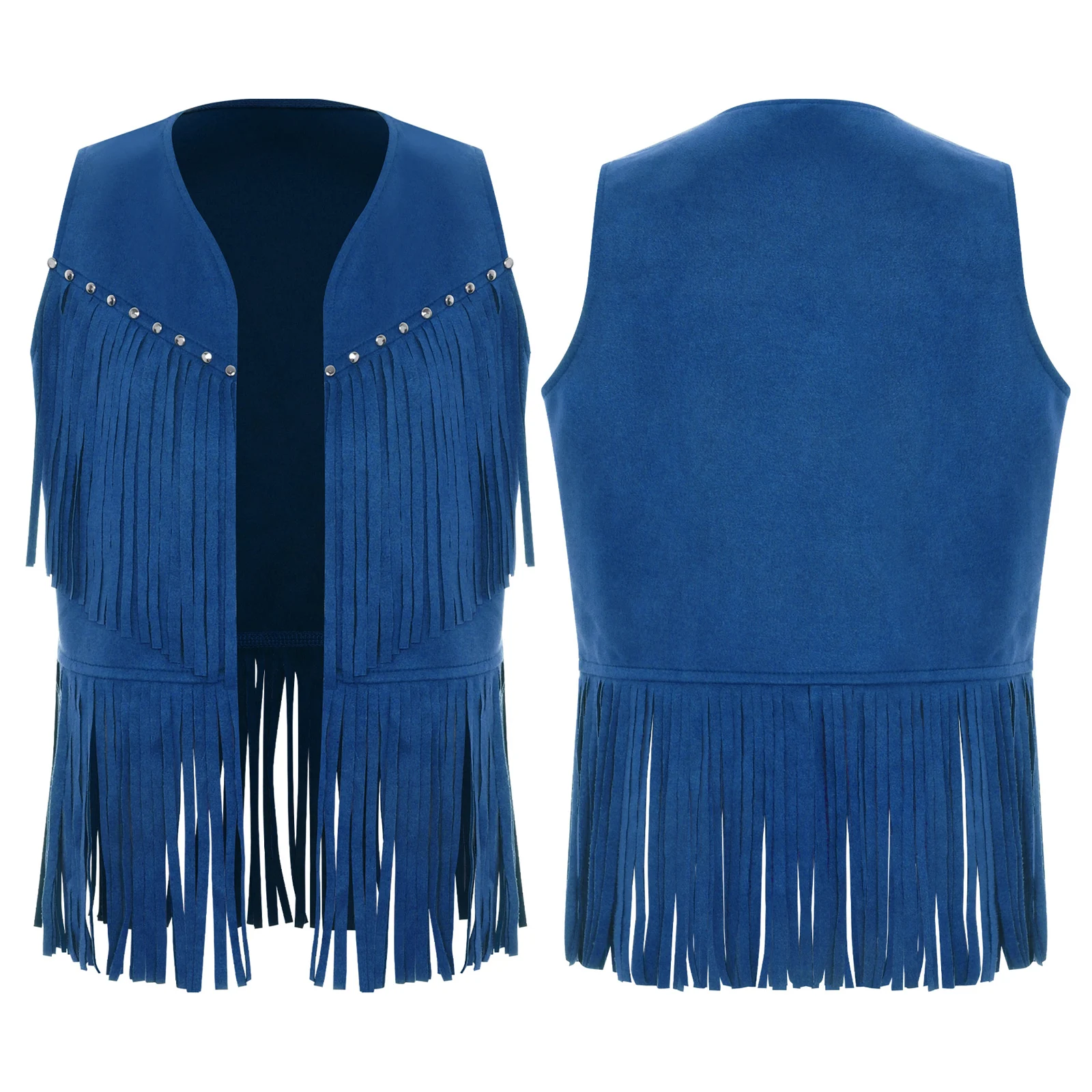Childs Western คาวบอยเสื้อกั๊กเด็กผู้หญิงเด็ก Fringed Tassels ประสิทธิภาพฮาโลวีนเครื่องแต่งกายสําหรับ Carnival Theme Party เสื้อกั๊ก