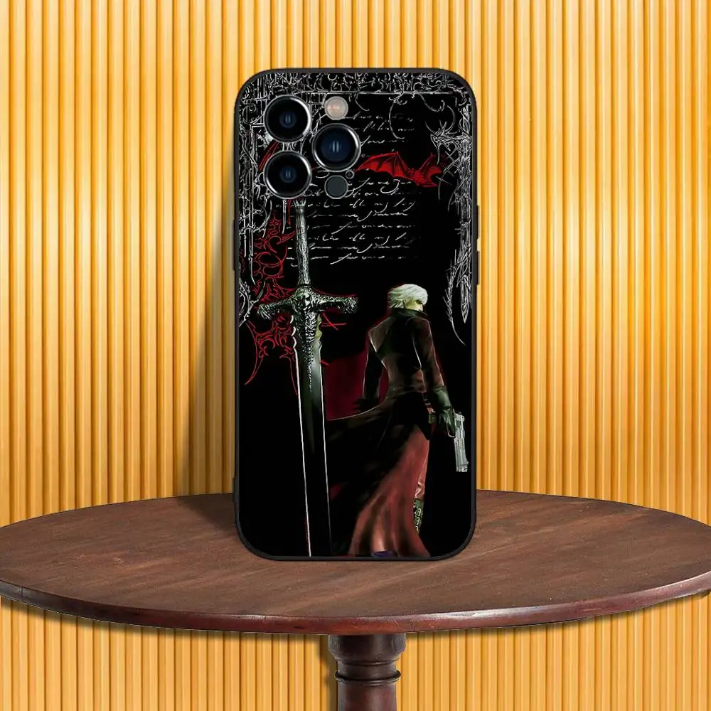 Casing Ponsel Dante D-Devil M-May Cry D-DMC2 Untuk iPhone 17,16,15,14,13,12,11,Pro,Max,Plus,X,XS,SE4,E,Mini, Casing Hitam Lembut