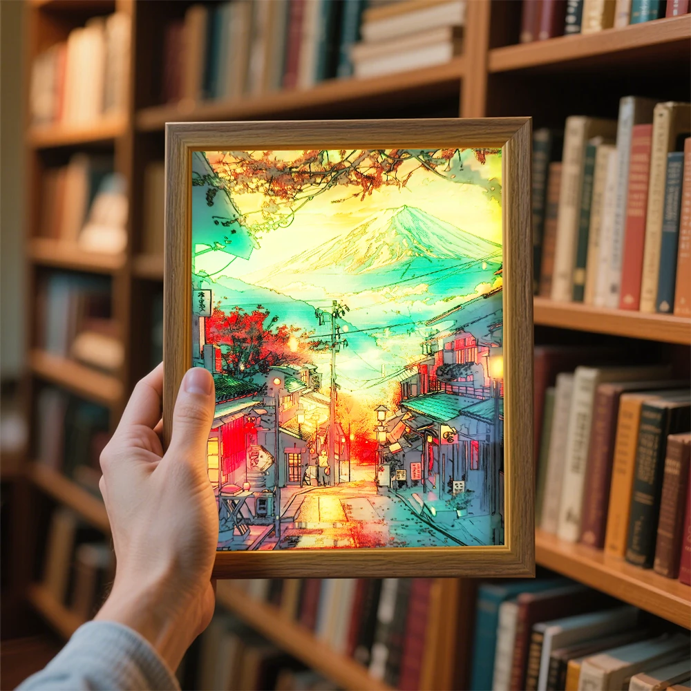

7-цветная светодиодная картина, фоторамка, ночник, Токио и восточный город, современный домашний декор для гостиной, идеальный азиатский тематический подарок