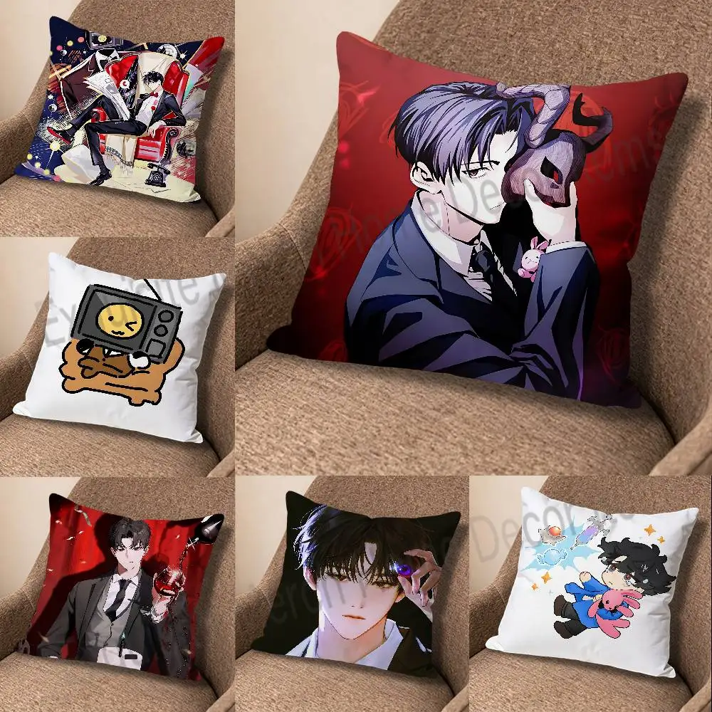 Web Novel K-Kim S-Soleum GSGW Polyester Printed Pillow Cover Square 30 40 45 50 60 65 cm Soft for Sofa Bed Car Home Decor