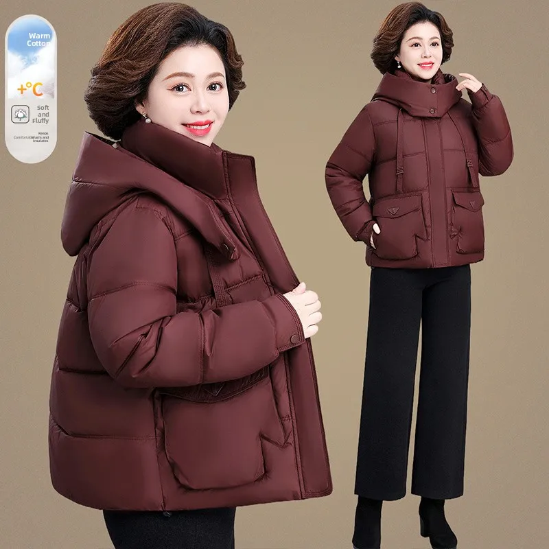 

Утепленная хлопковая куртка для женщин среднего возраста: теплая повседневная модная модель больших размеров для осени и зимы