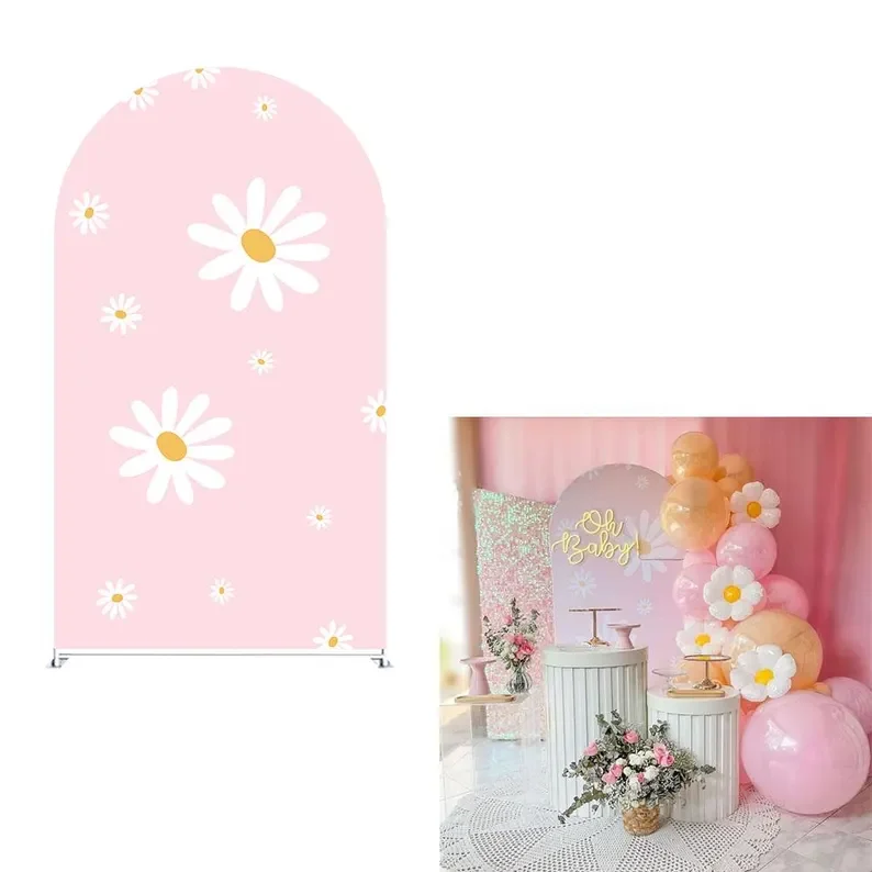 Фон Mehofond с цветком ромашки и аркой, крутой цветочный фиолетовый, синий, бежевый, розовый, детский декор для дня рождения, фон для детского душа, фиеста