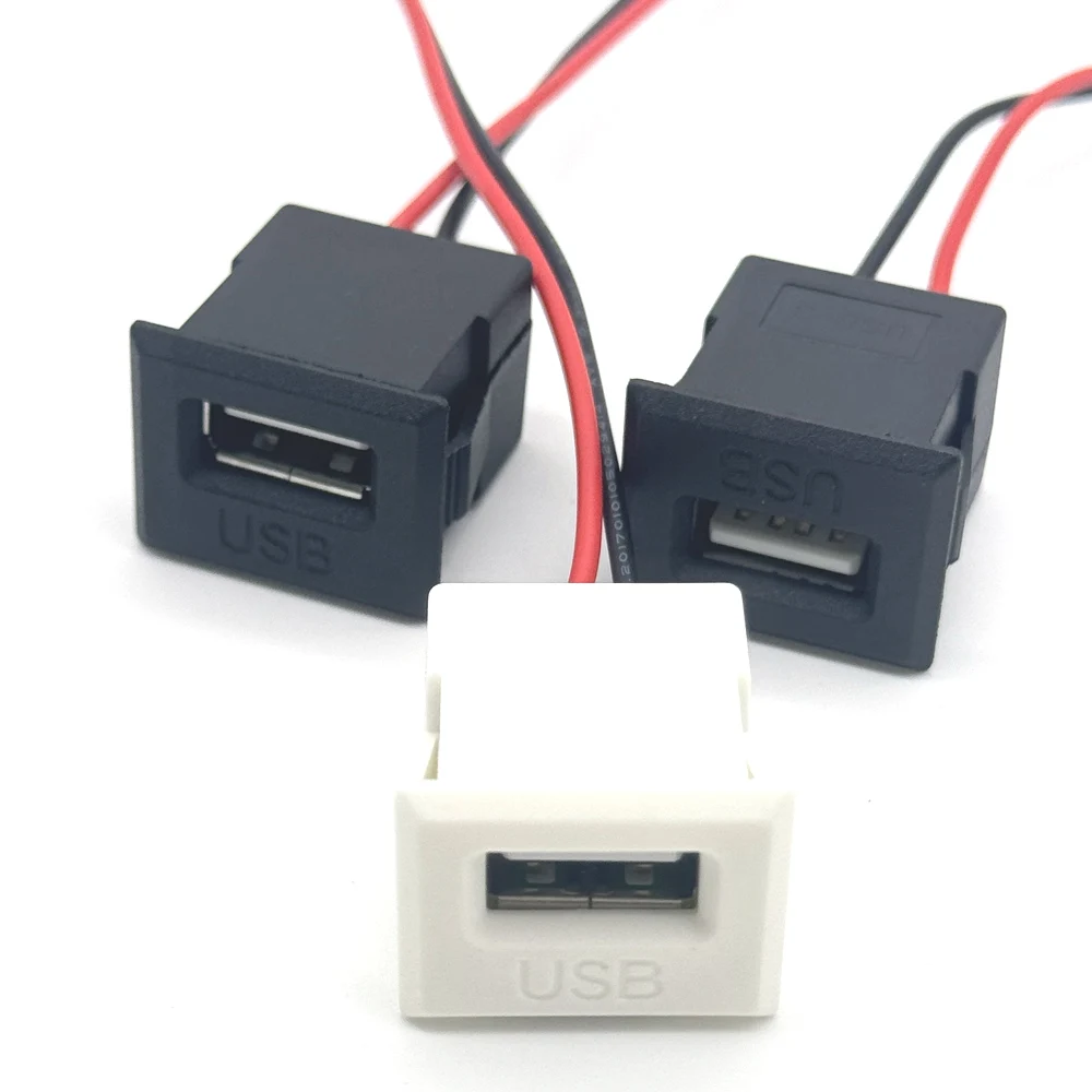 1/3pcs USB Female Base USB-3 single layer Socket USB A Charging Socket Power Socket with Cable Connector Buck Module