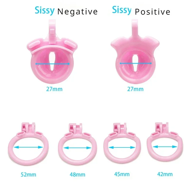 2024 New Pink Chastity Cage Positive / Negative 4 Size Ring BDSM Cock Cage Gay Sissy Mimic Female Lower Body Adult Sex Toys 성인용품