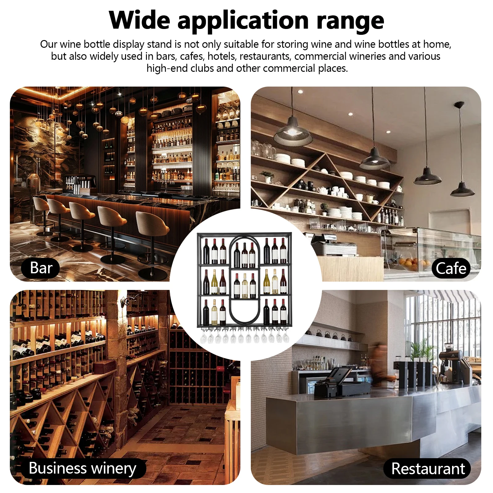 

Полка-витрина для бутылок с алкоголем, 47 дюймов, 3 уровня, с держателями для стаканов, плавающие полки для домашнего бара, кухни, столовой