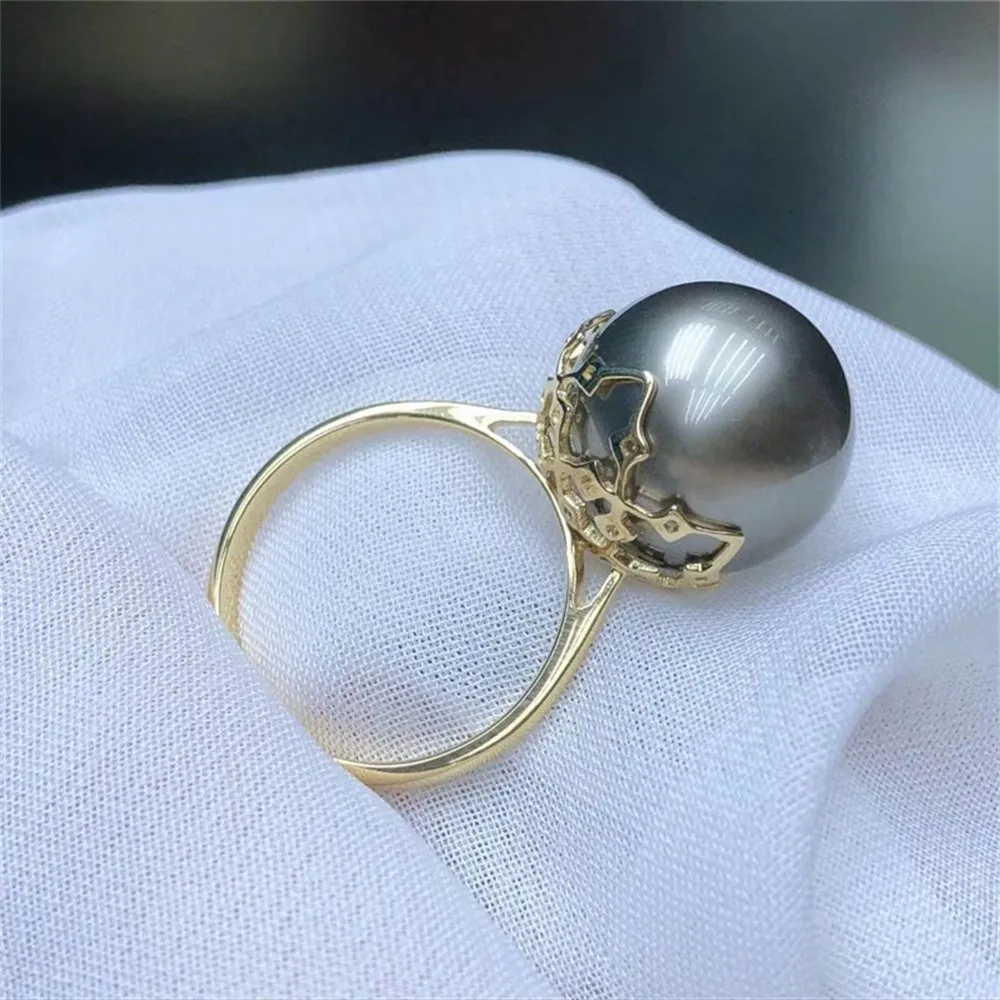 

DIY Pearl Ring Accessories S925 Silver Adjustment Natural Pearl Ring Concealer Empty Fit 10-12mm Perfect Circle Z141