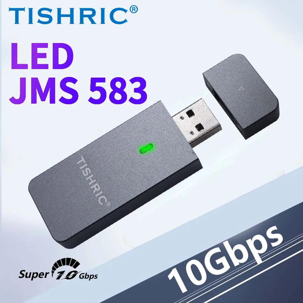 TISHRIC 10 Гбит/с SSD 2230 NVME M2 Корпус типа C/USB 3.0 Корпус жесткого диска M-key из алюминиевого сплава JMS583 для жесткого диска M.2 2230