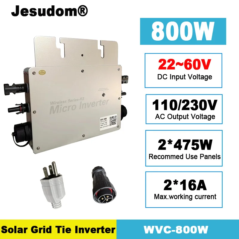 AC Output 110V/230V Auto.PV Input Voltage 22~60V 800W Micro Solar Grid Tie Inverter With WIFI Monitoring American Standard Plug