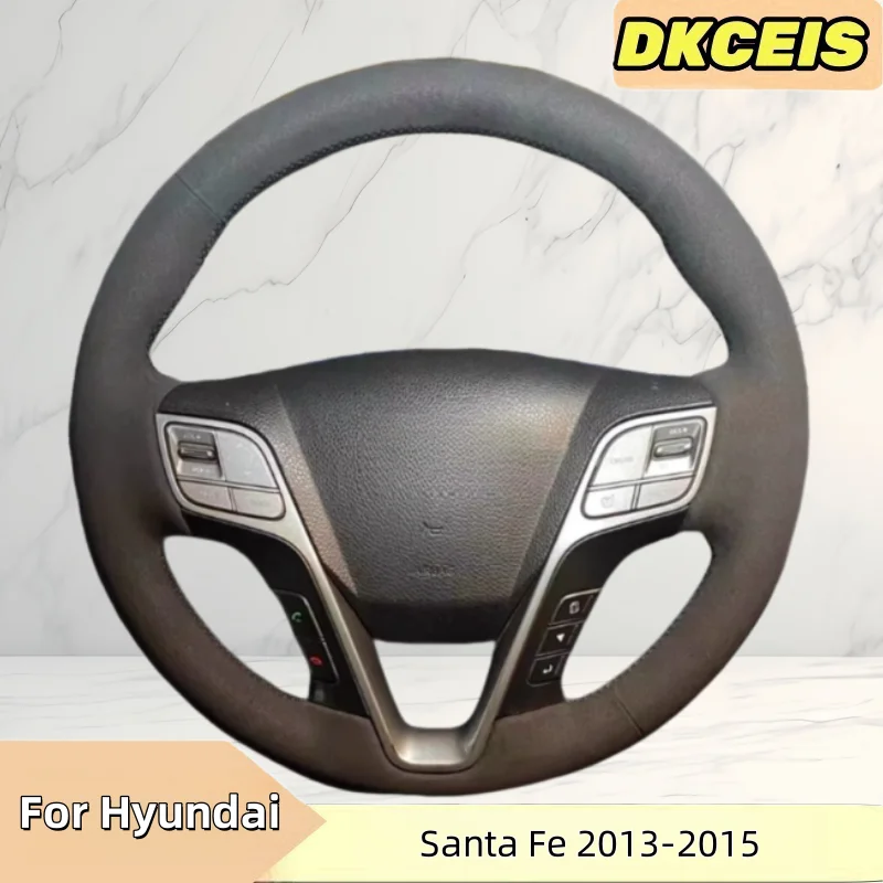 

Car Steering Wheel Cover Suede Leather For Hyundai Santa Fe 2013-2015 ix45 Steering Wheel Braiding Cover Interior Accessories