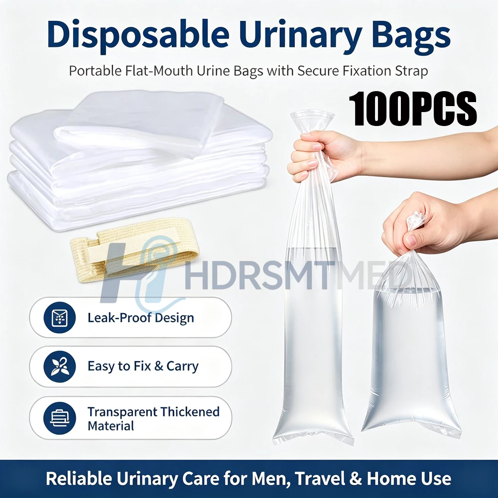 100pcs Disposable Urine System Urinary Collection Bag Supplies Medicals Drainable Anti-leak Urinals Pouch Bags