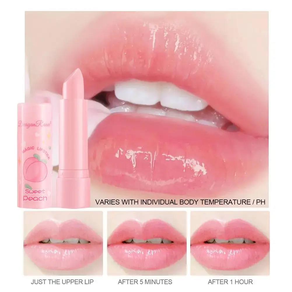 Peach Fruity Scent Color-Changing Lipstick, Moisturizing and Hydrating, Long-Lasting Lip Balm with Smooth and Soft Texture