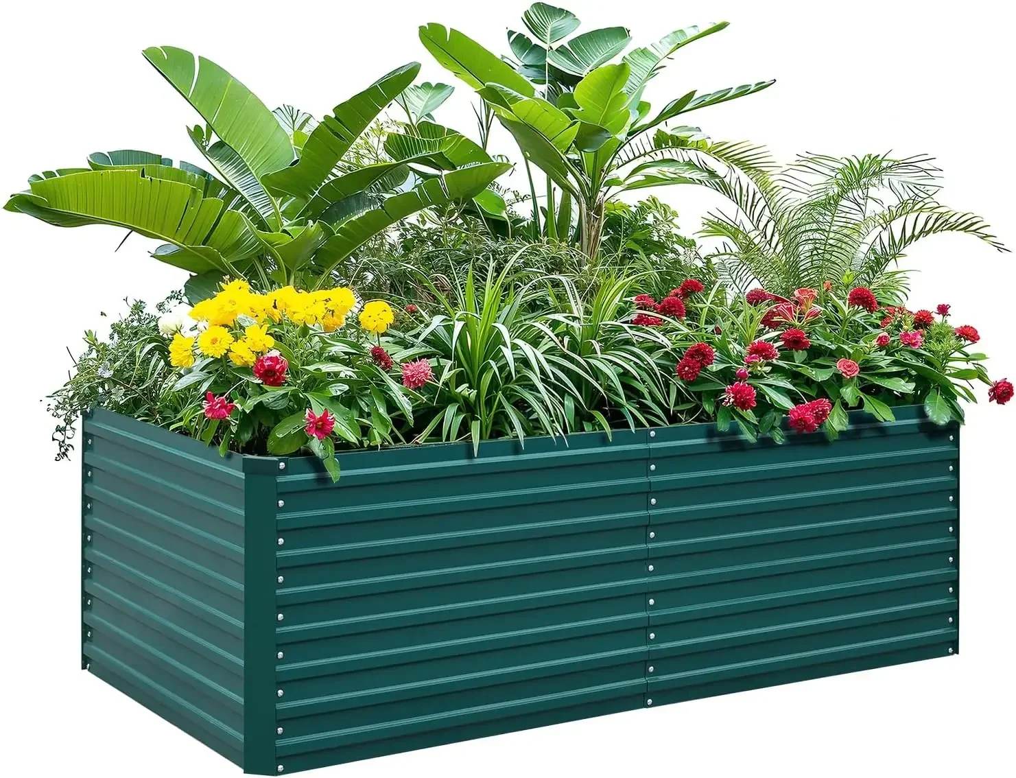 

Raised Garden Bed Kit-6x3x2ft-Galvanized Steel-Ideal for Vegetables,Flowers,Planter Box-Tall Design-Includes Weed Barrier Fabric
