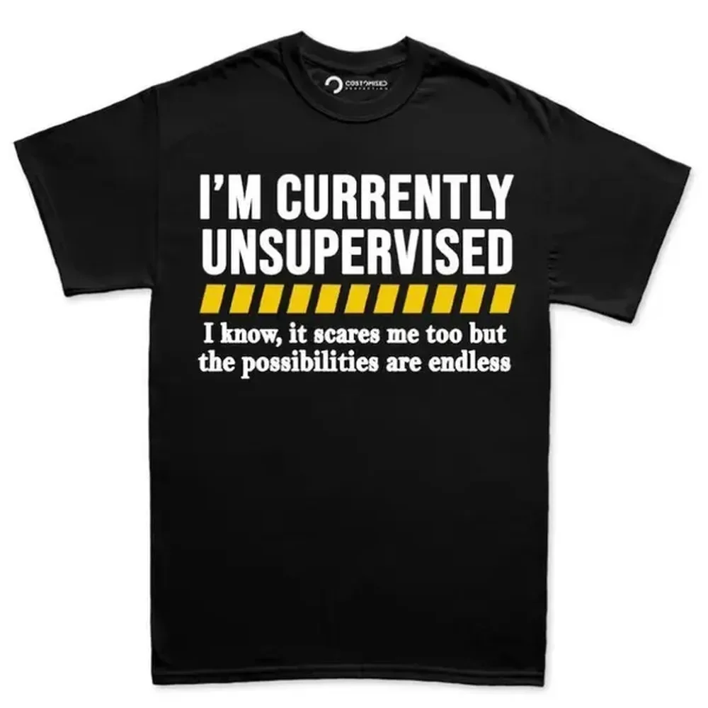 Funny T Shirt, Funny Shirts for Men, Funny Saying Mens Shirt, Sarcastic Dad Shirt, Fathers Day T Shirt, Currently Unsupervised Mens T-shirt