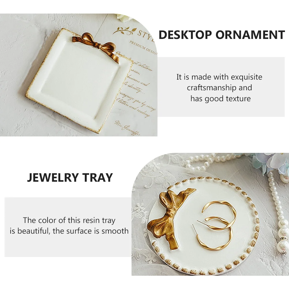 2Pcs Resin Jewelry Display Tray Creative Photography Prop Desktop Ornament Decorative Tray Earring Storage Holder Durable